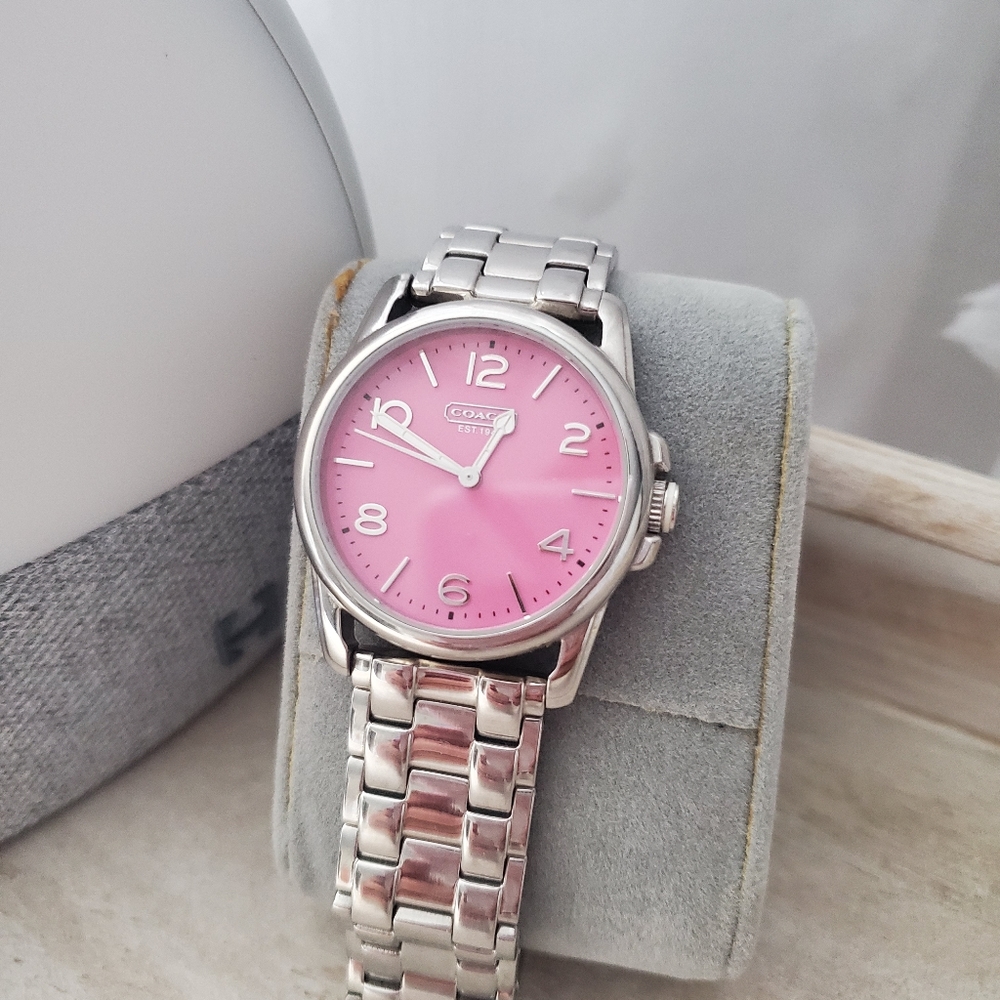 Coach silver pink watch